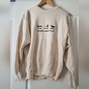 Cotton Fishing Cream Sweater M